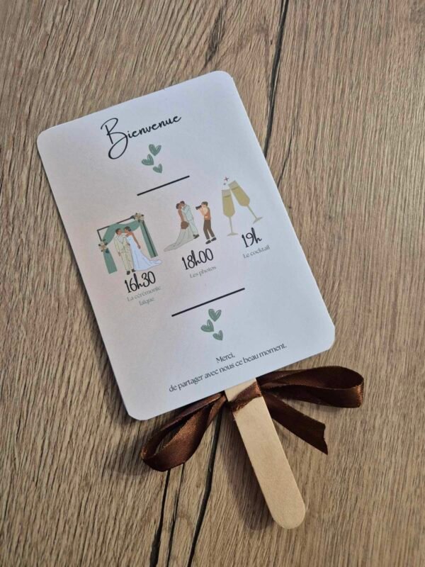 Éventail programme de mariage personnalisé