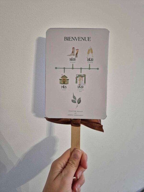 Éventail programme de mariage personnalisé