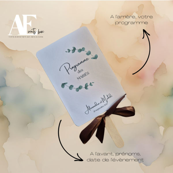 Éventail programme de mariage personnalisé