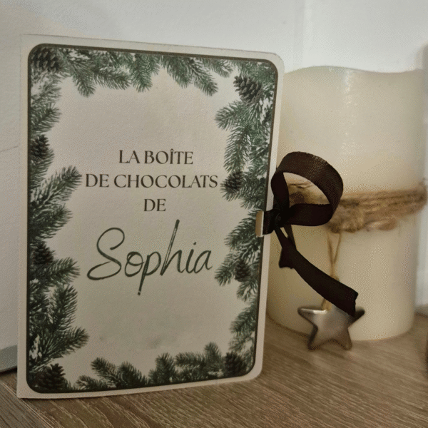 Boite chocolat personnalisée invités/table de Noël